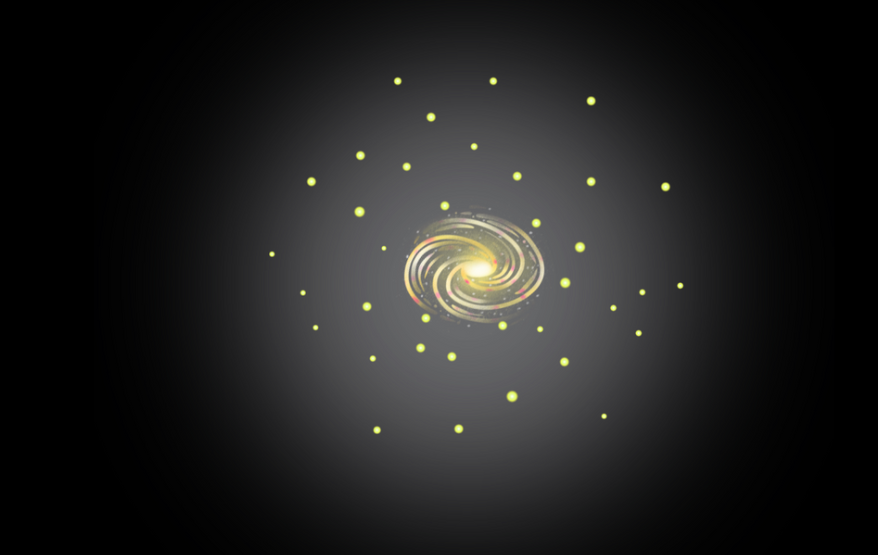 Illustration of globular cluster system of a galaxy.